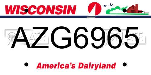 AZG6965 Wisconsin License Plate