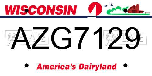 AZG7129 Wisconsin License Plate