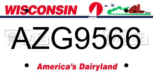 AZG9566 Wisconsin License Plate