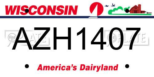 AZH1407 Wisconsin License Plate