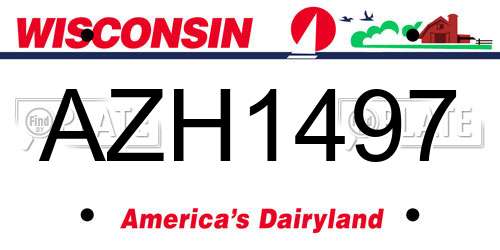 AZH1497 Wisconsin License Plate