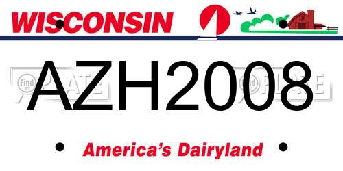 AZH2008 Wisconsin License Plate