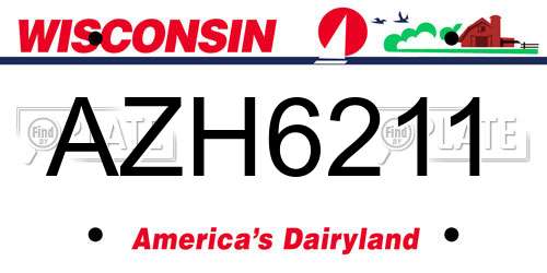 AZH6211 Wisconsin License Plate