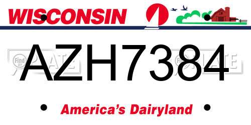 AZH7384 Wisconsin License Plate