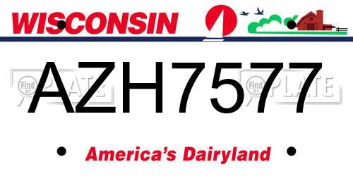 AZH7577 Wisconsin License Plate