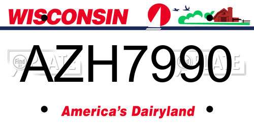 AZH7990 Wisconsin License Plate