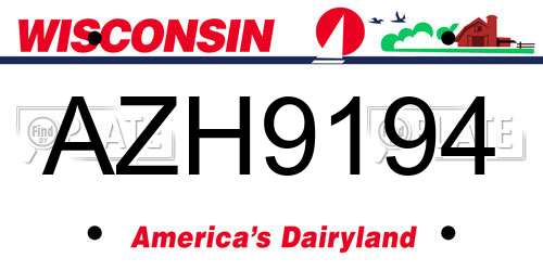 AZH9194 Wisconsin License Plate