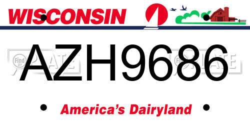AZH9686 Wisconsin License Plate
