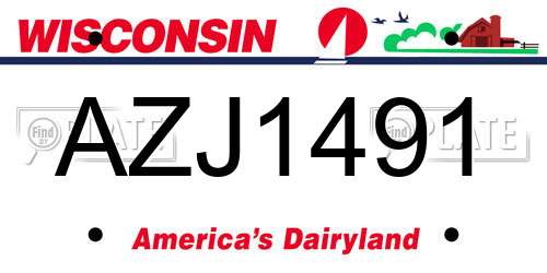 AZJ1491 Wisconsin License Plate