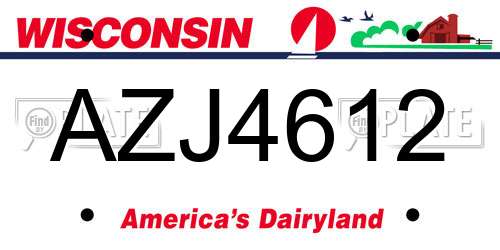 AZJ4612 Wisconsin License Plate