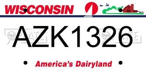 AZK1326 Wisconsin License Plate