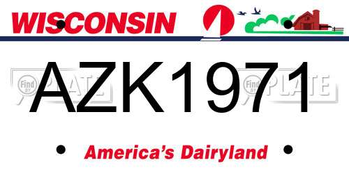 AZK1971 Wisconsin License Plate