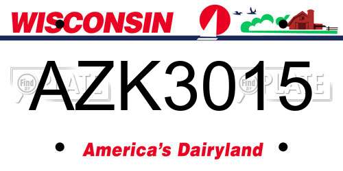 AZK3015 Wisconsin License Plate