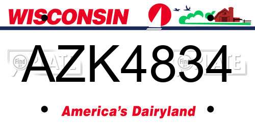 AZK4834 Wisconsin License Plate