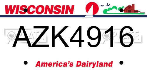 AZK4916 Wisconsin License Plate