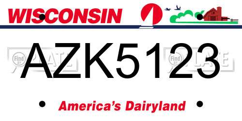 AZK5123 Wisconsin License Plate