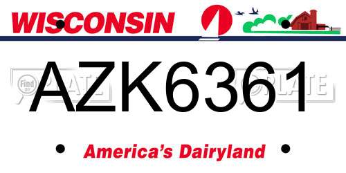 AZK6361 Wisconsin License Plate