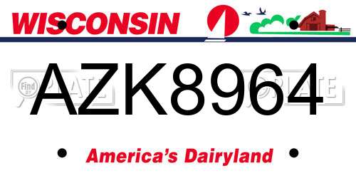 AZK8964 Wisconsin License Plate