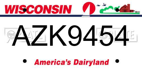 AZK9454 Wisconsin License Plate