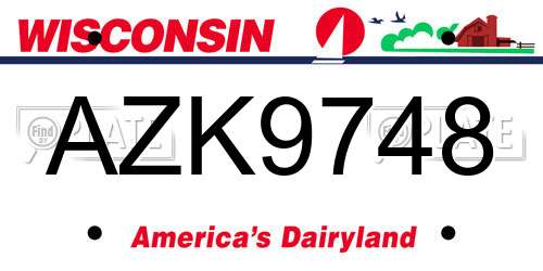 AZK9748 Wisconsin License Plate