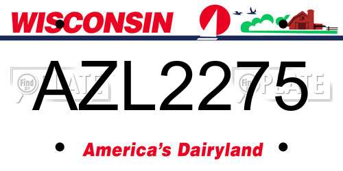 AZL2275 Wisconsin License Plate