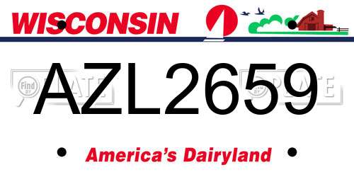 AZL2659 Wisconsin License Plate