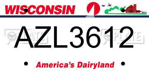AZL3612 Wisconsin License Plate