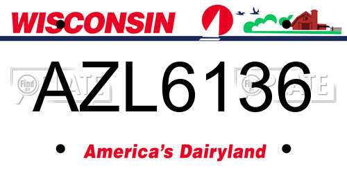 AZL6136 Wisconsin License Plate
