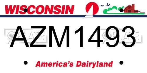 AZM1493 Wisconsin License Plate