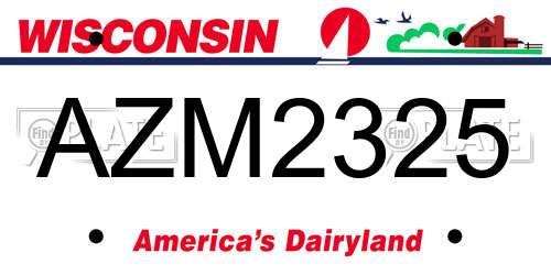 AZM2325 Wisconsin License Plate