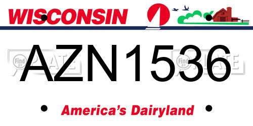 AZN1536 Wisconsin License Plate
