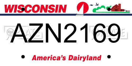 AZN2169 Wisconsin License Plate
