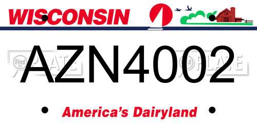 AZN4002 Wisconsin License Plate