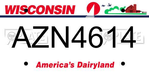 AZN4614 Wisconsin License Plate