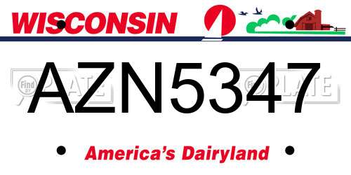 AZN5347 Wisconsin License Plate