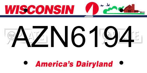 AZN6194 Wisconsin License Plate