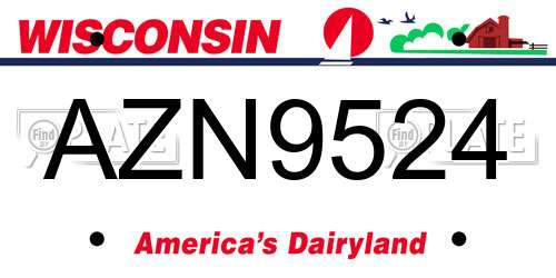 AZN9524 Wisconsin License Plate
