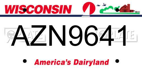 AZN9641 Wisconsin License Plate