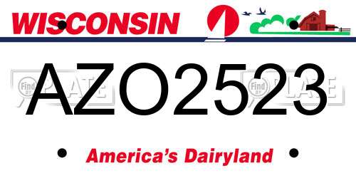 AZO2523 Wisconsin License Plate