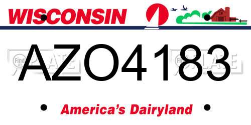 AZO4183 Wisconsin License Plate