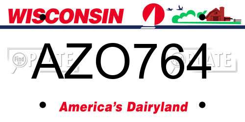 AZO764 Wisconsin License Plate