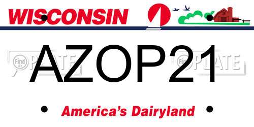 AZOP21 Wisconsin License Plate