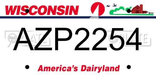 AZP2254 Wisconsin License Plate