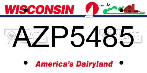 AZP5485 Wisconsin License Plate