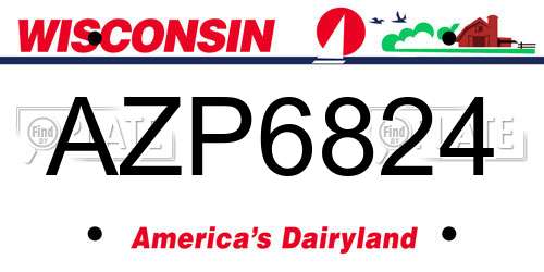 AZP6824 Wisconsin License Plate