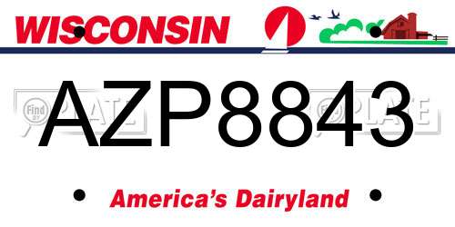 AZP8843 Wisconsin License Plate