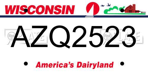 AZQ2523 Wisconsin License Plate