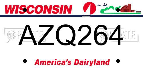 AZQ264 Wisconsin License Plate
