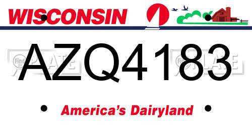 AZQ4183 Wisconsin License Plate