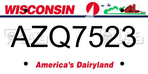 AZQ7523 Wisconsin License Plate